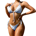 Damen Triangel-Bikini mit verstellbaren Trägern und hohem Beinausschnitt R&B
