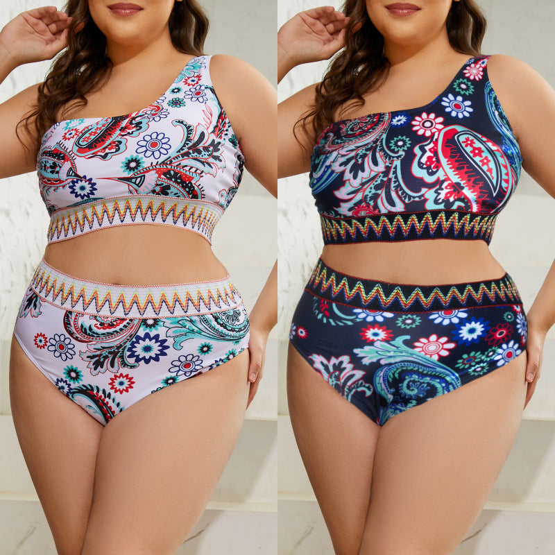 Damen Zweiteiliges Bikini-Set mit modischem Hochschnitt und floralem Design R&B
