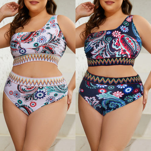 Damen Zweiteiliges Bikini-Set mit modischem Hochschnitt und floralem Design R&B