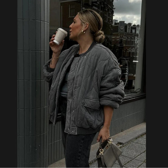 Damen Oversized gesteppte Bomberjacke R&B