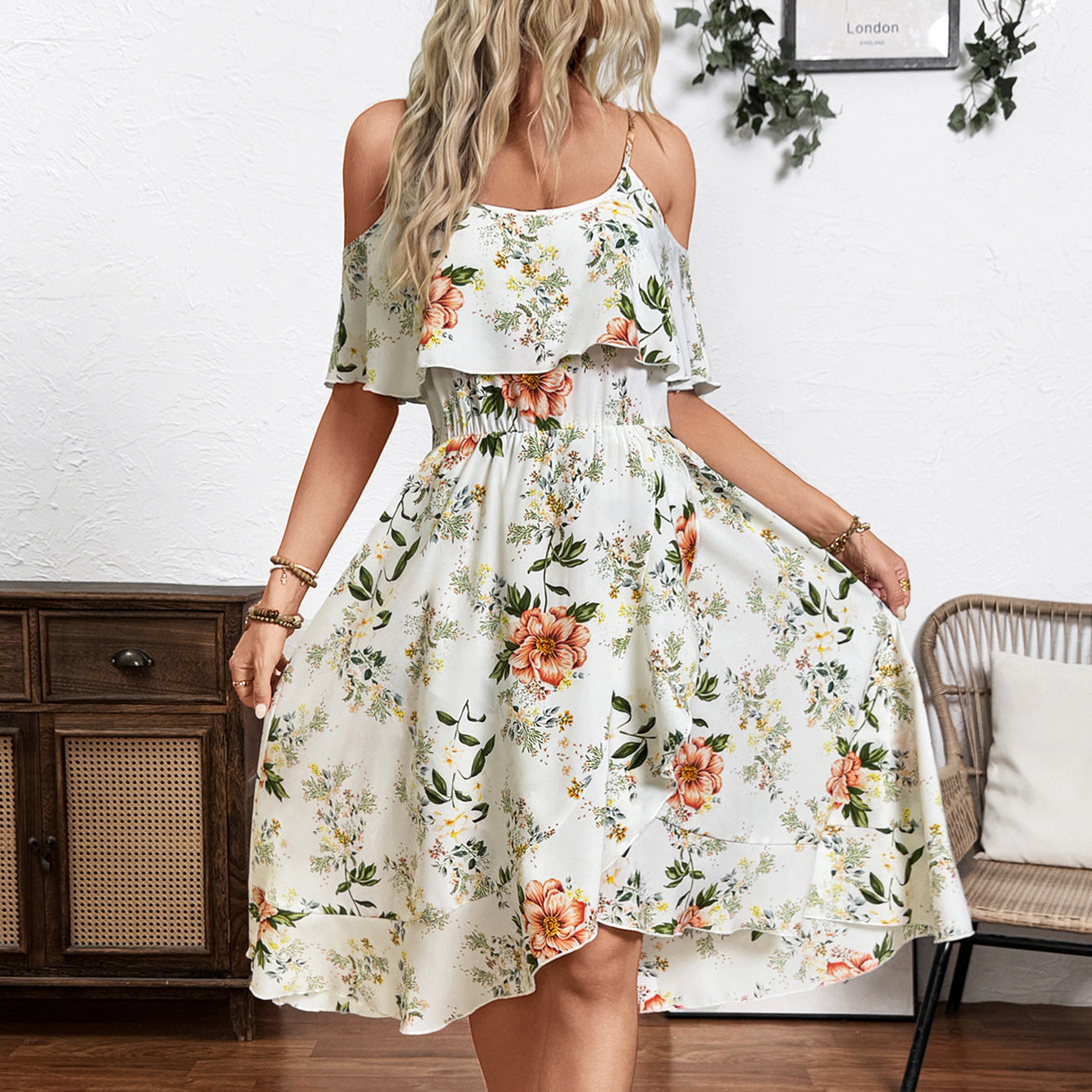 Damen Verspieltes Blumen-Überwurfkleid R&B