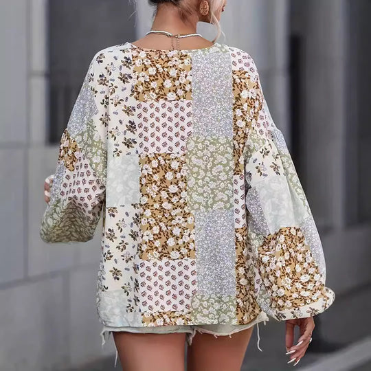 Damen Bluse mit einzigartigem Patchwork-Design R&B