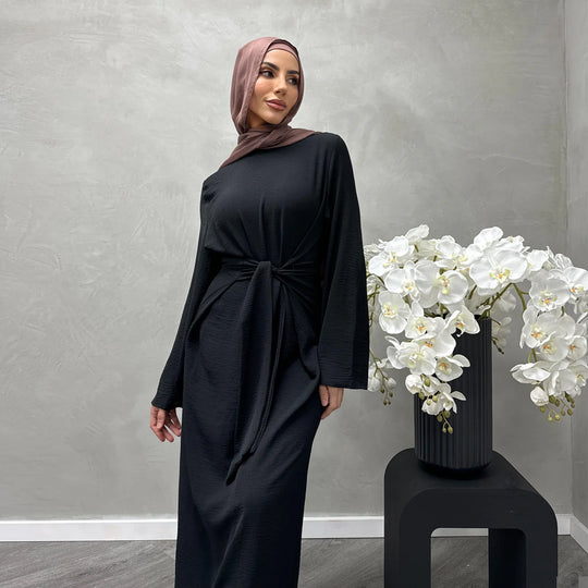 Damen Modisches Maxikleid aus fließendem Stoff mit weiten Ärmeln R&B
