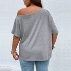 Damen lässiges Off-Shoulder T-Shirt mit modischen Trägerdetails R&B