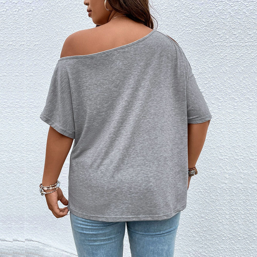 Damen lässiges Off-Shoulder T-Shirt mit modischen Trägerdetails R&B