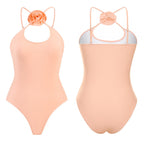 Damen Einteiler Badeanzug mit floralem Dekor und keyhole Ausschnitt R&B