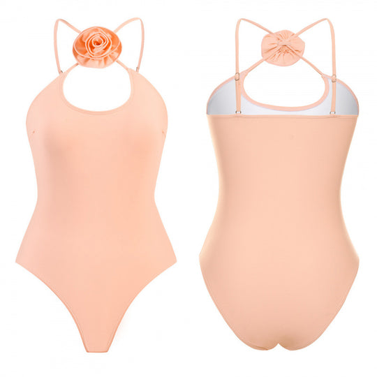 Damen Einteiler Badeanzug mit floralem Dekor und keyhole Ausschnitt R&B