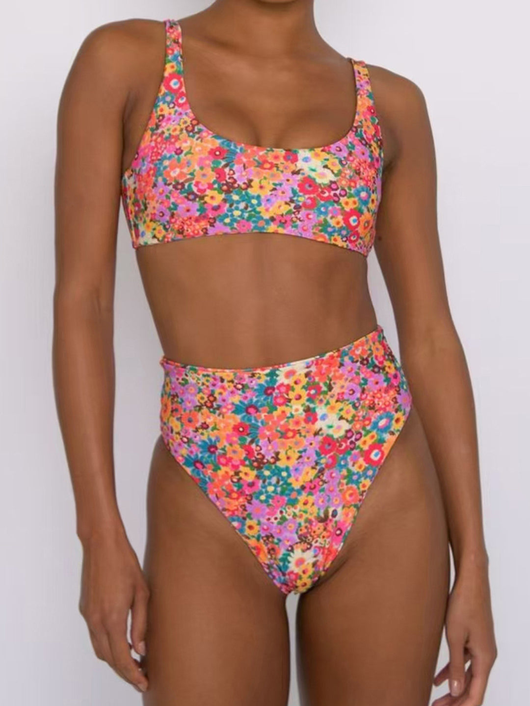 Damen Hochtailliertes Bikini-Set mit floralem Design R&B