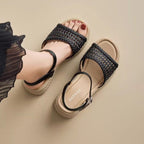 Damen Wedge-Sandalen mit elegantem Riemchen und luftiger Netzstruktur