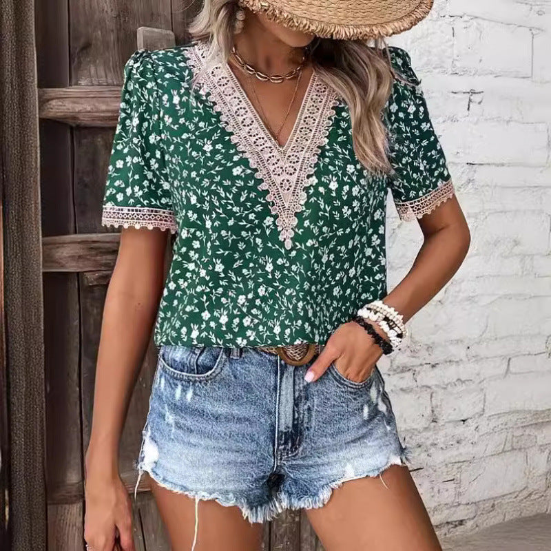Damen Floral Bestickte Freizeitbluse R&B