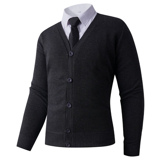 Herren Strickjacke mit V-Ausschnitt und Knopfverschluss R&B