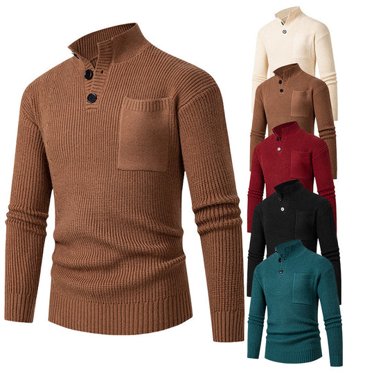 Herren Hochwertiger Pullover mit Modalmuster und Brusttasche R&B