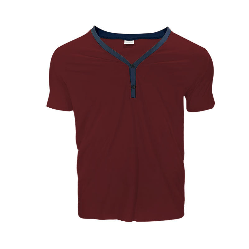 Herren Kurzarmshirt mit modernem V-Ausschnitt und Knopfleiste R&B