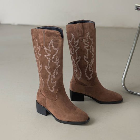 Damen Stiefel mit exquisiten Stickereien und komfortablem Absatz R&B