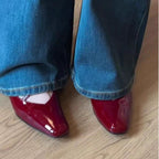 Damen Ballerinas mit elegantem Kreuzriemen und hochglänzender Oberfläche R&B