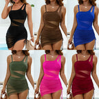 Damen einteiliger Badeanzug mit femininen Cut-Outs und modischer Raffung R&B