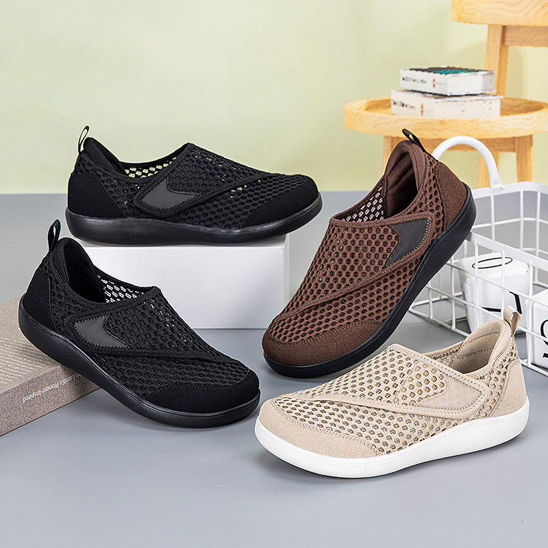 Unisex nan atmungsaktiver Netz-Slipper mit verstellbarem Klettverschluss und viskoelastischem Fußbett R&B