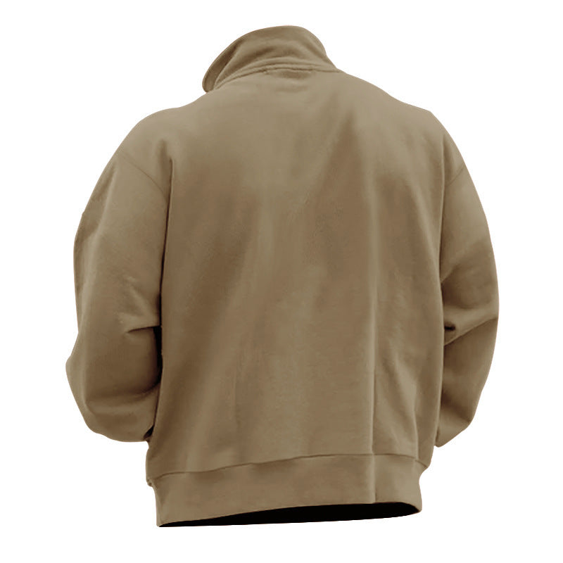 Herren Sweatshirt mit halblangem Reißverschluss und weichem Innenfutter R&B