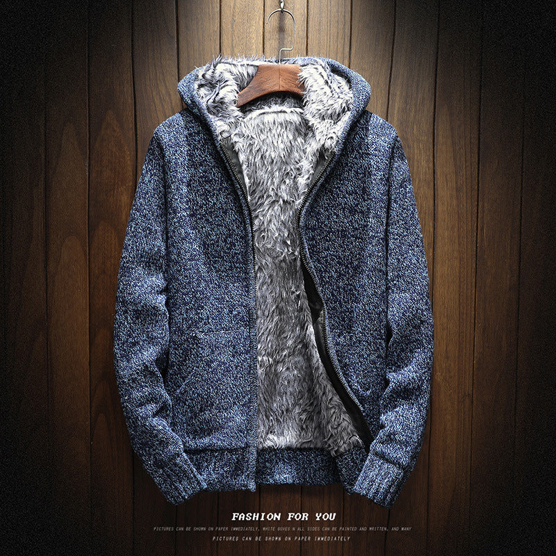 Herren kuschelige Kapuzenjacke mit weichem Innenfutter und seitlichen Eingrifftaschen R&B