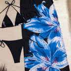 Damen eleganter Bikinis mit floralem Überwurf