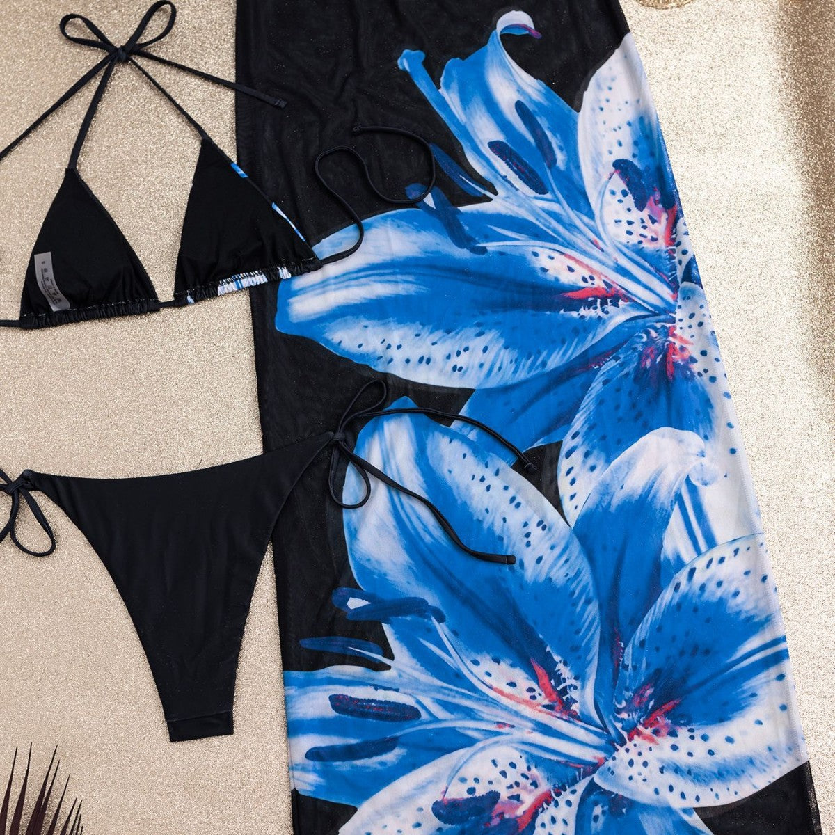 Damen eleganter Bikinis mit floralem Überwurf