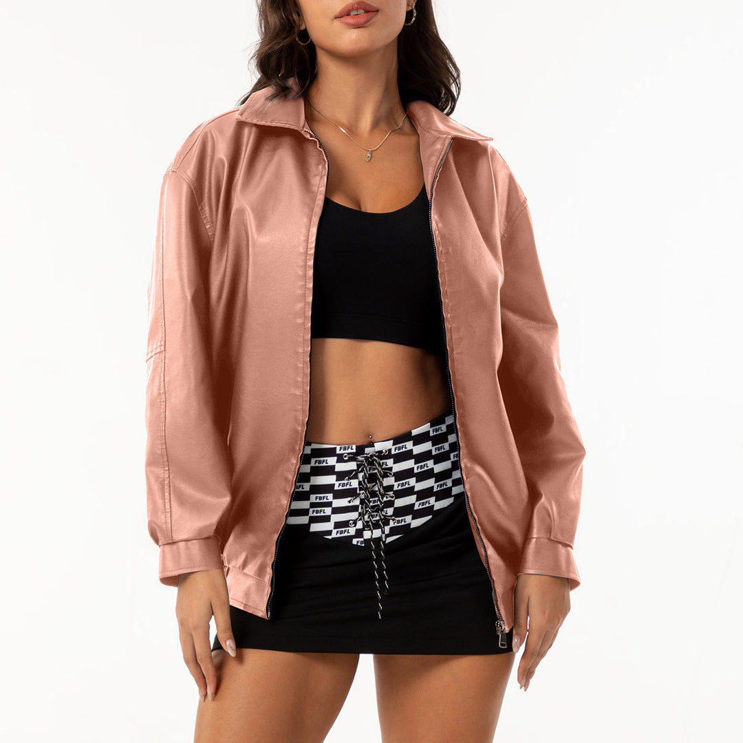Damen lässige Satinjacke mit modernem Schnitt und praktischen Taschen R&B