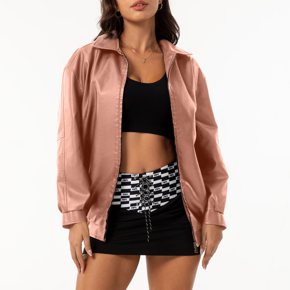 Damen lässige Satinjacke mit modernem Schnitt und praktischen Taschen