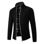 Herren Strickjacke mit modernem Stehkragen und praktischen Seitentaschen R&B