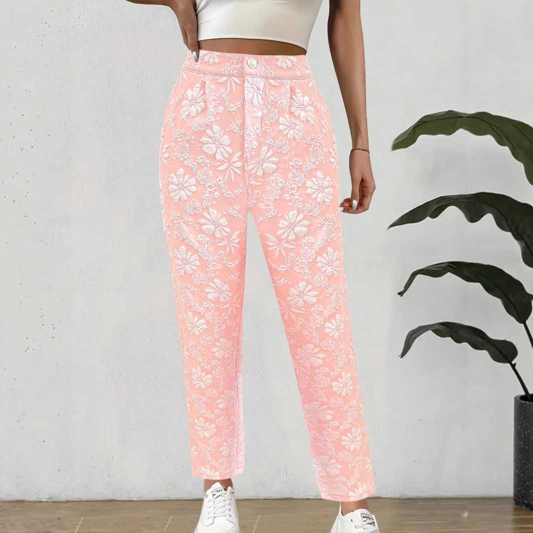 Damen Blumenmuster Hose im eleganten Casual-Stil R&B