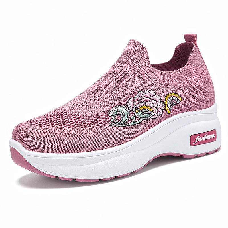 Damen Sportliche Stretch-Sneaker mit floraler Applikation und dämpfender Sohle R&B