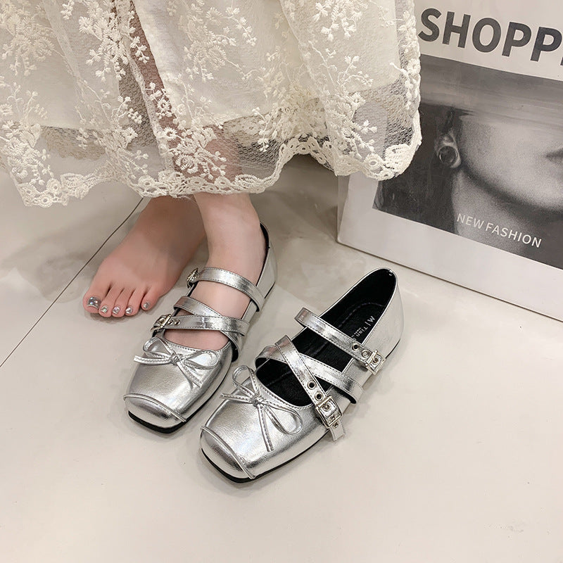 Damen Ballerinas mit verstellbarem Riemen und modischem Schleifendetail R&B