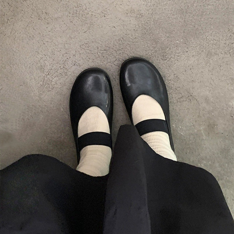 Damen Ballerinas mit elastischem Riemchen und hochwertiger Lederoberfläche R&B