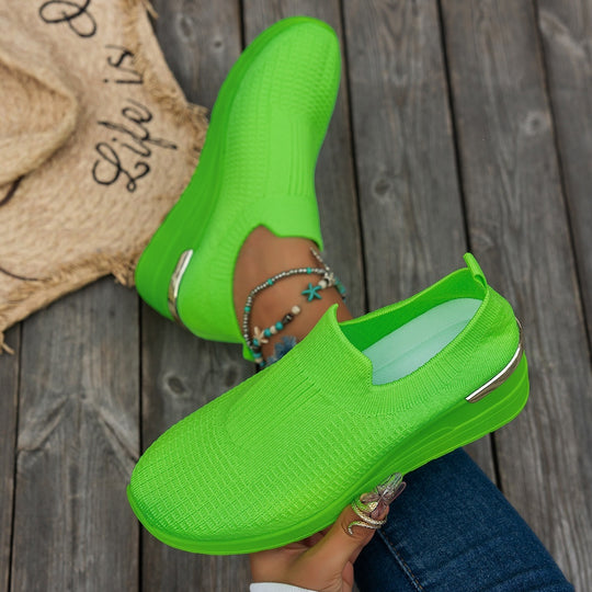 Damen Moderne Slip-On Sneakers mit modischem Strick-Design und bequemer Wedge-Sohle R&B