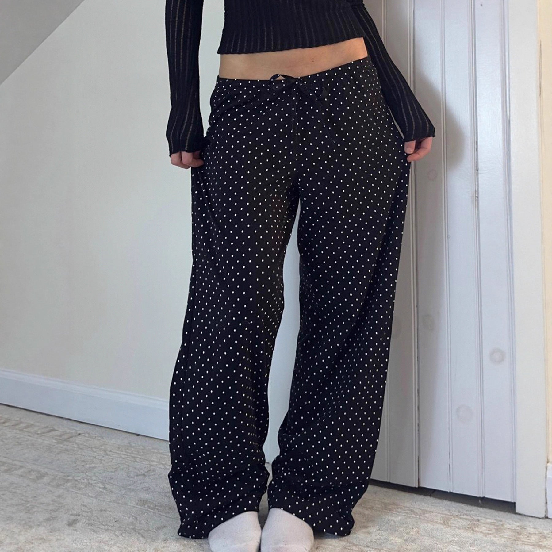 Damen lässige Freizeithose mit Punkten R&B