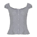 Damen Blusenoberteil mit Rüschendetails und eleganten Streifen R&B