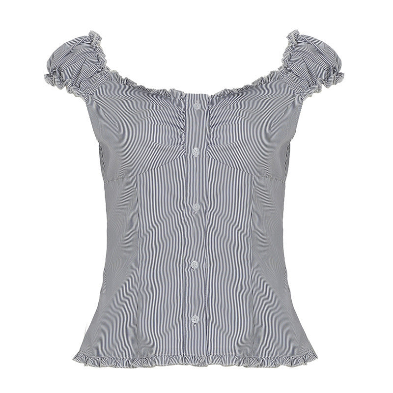Damen Blusenoberteil mit Rüschendetails und eleganten Streifen R&B