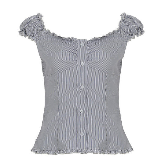 Damen Blusenoberteil mit Rüschendetails und eleganten Streifen R&B