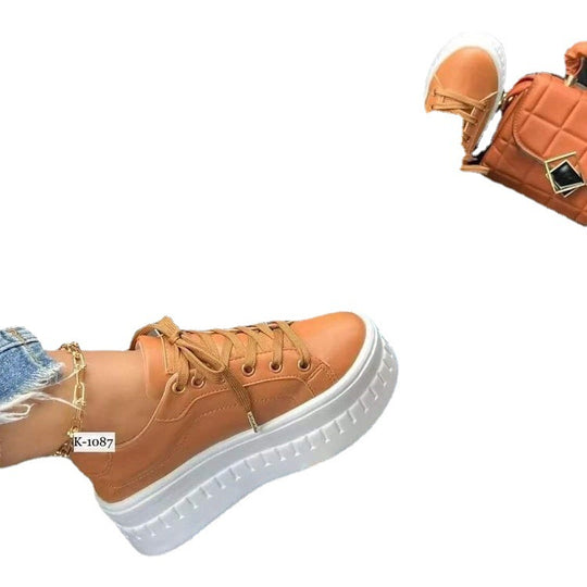 Damen modische Plateau-Sneaker mit veganem Leder und innovativer Dämpfung R&B