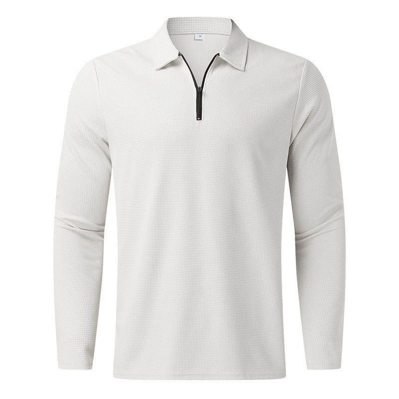 Herren Sportliches Langarm-Henley-Shirt mit Reißverschluss und strukturierter Oberfläche R&B