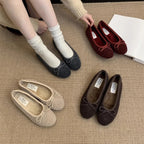 Damen Fleece Ballerinas mit flexiblem Absatz R&B