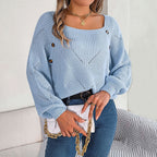 R&B | Bequemer Einfarbiger Strickpullover Für Freizeit