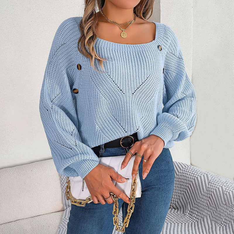 R&B | Bequemer Einfarbiger Strickpullover Für Freizeit