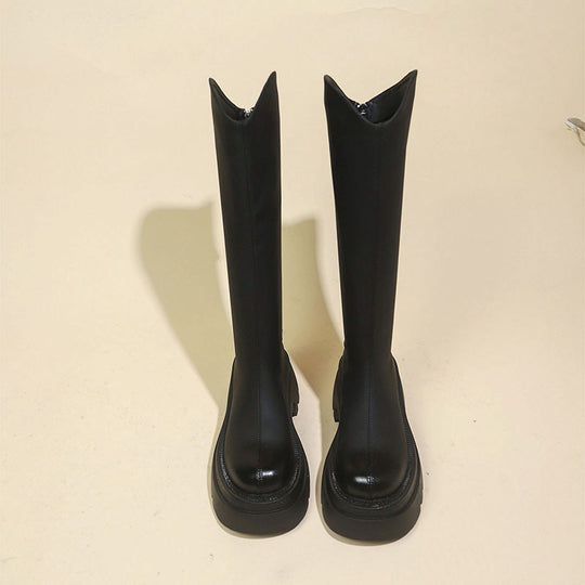 Damen kniehohe Stiefel mit elegantem Schnitt und robuster Sohle R&B