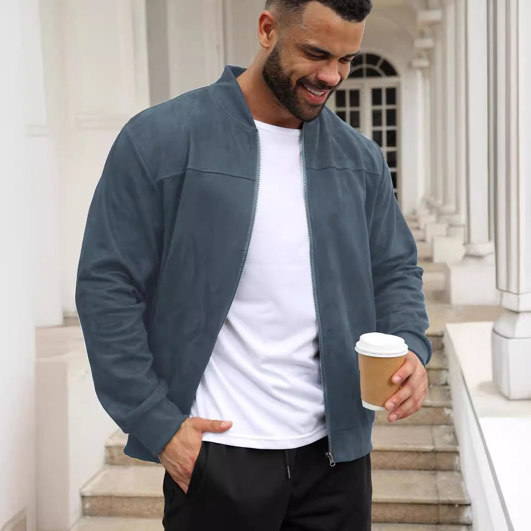 Herren modische Jacke im sportlichen Suede-Look R&B