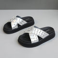 Damen Glitzernde Schlappen mit modischem Riemendesign und rutschfester Sohle R&B