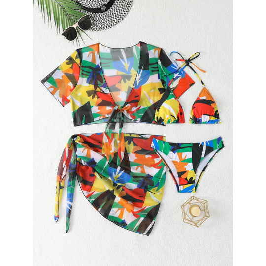 Damen Bikiniset mit leicht transparenter Wickelbluse und verstellbaren Trägern R&B