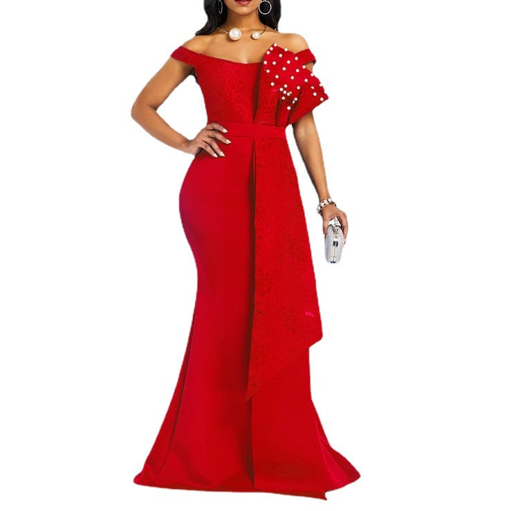 Damen Elegantes Abendkleid mit floralem Oberteil und schwingendem Saum R&B