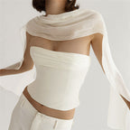 Damen Bandeau-Top mit eleganter Chiffonüberwurf EB