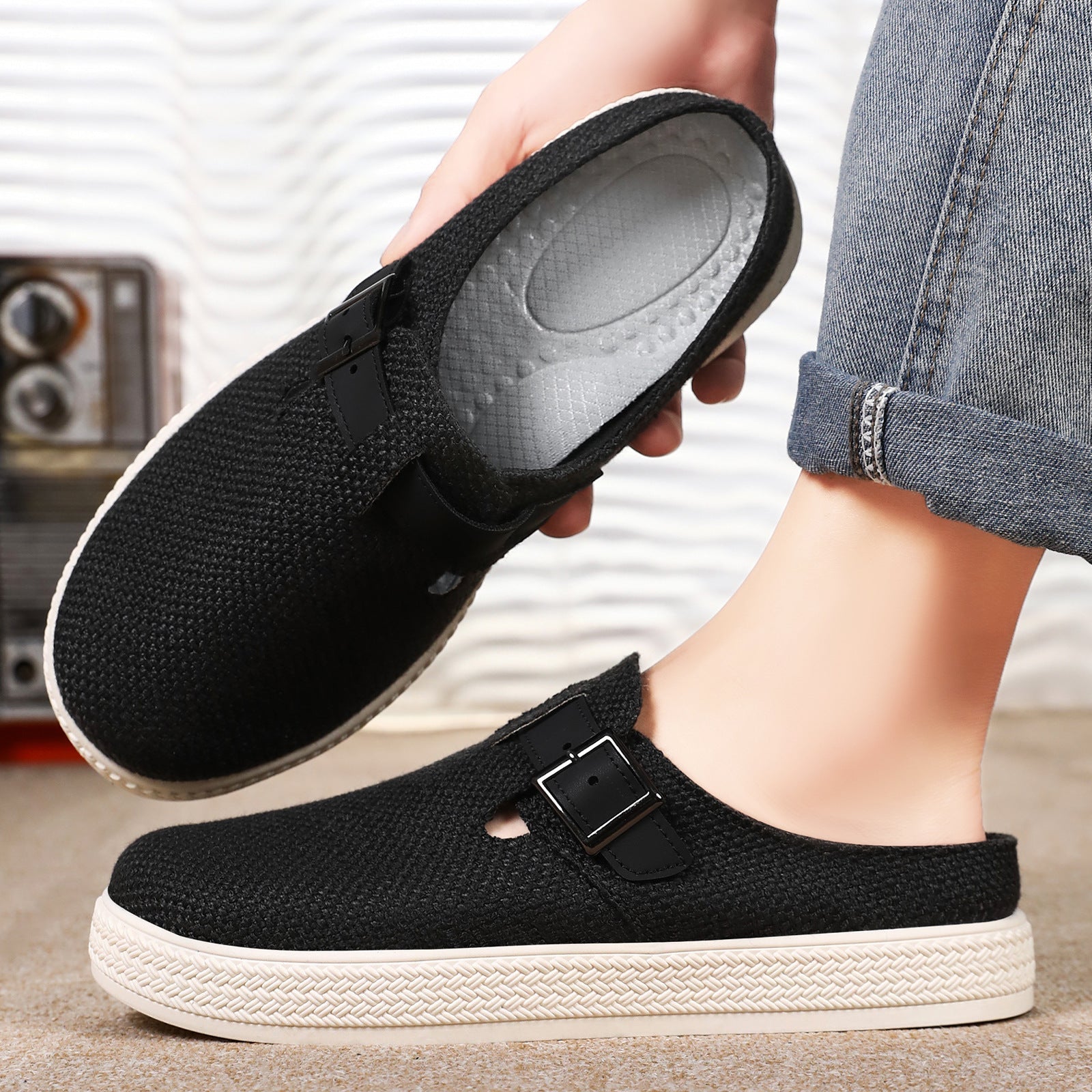 Damen Bequeme Clogs mit verstellbarem Schnallenverschluss R&B