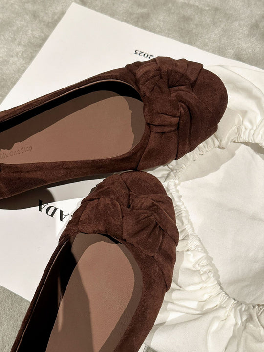 Damen Ballerinas mit elegantem Schleifenakzent und weichem Veloursleder R&B